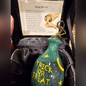 Ne Qua Art Susan Winget 445 Happy Halloween Trick or Treat Glass Ornament